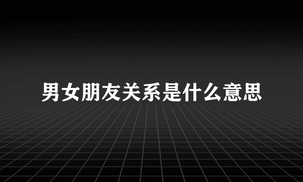 男女朋友关系是什么意思