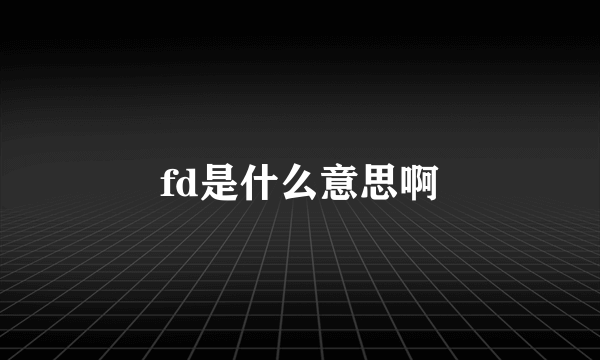 fd是什么意思啊