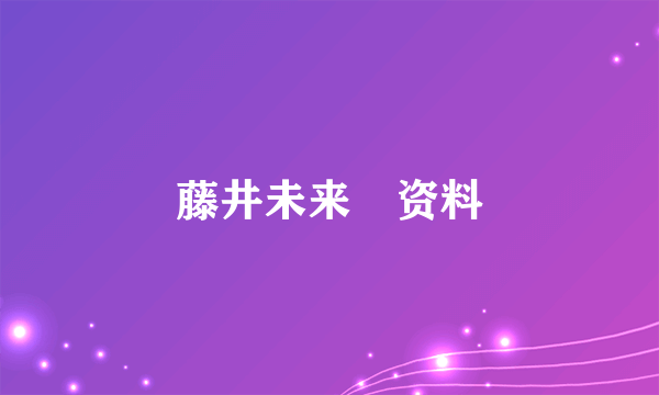 藤井未来 资料