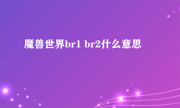 魔兽世界br1 br2什么意思