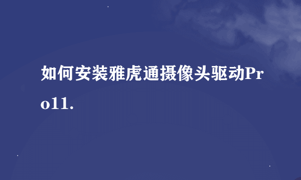 如何安装雅虎通摄像头驱动Pro11.