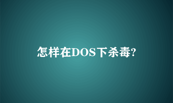 怎样在DOS下杀毒?