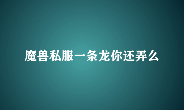 魔兽私服一条龙你还弄么