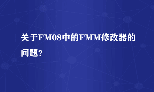 关于FM08中的FMM修改器的问题？