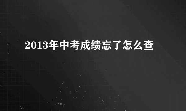 2013年中考成绩忘了怎么查