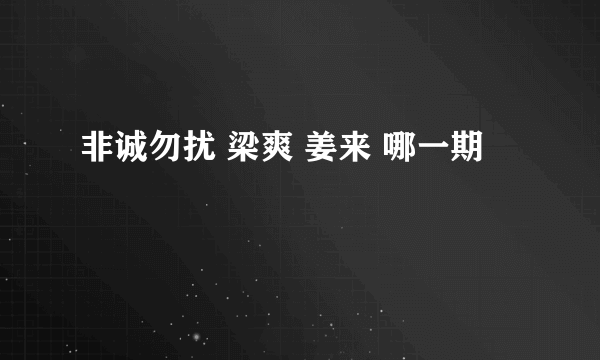 非诚勿扰 梁爽 姜来 哪一期