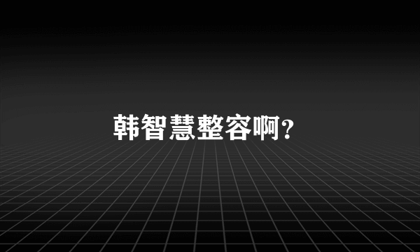 韩智慧整容啊？