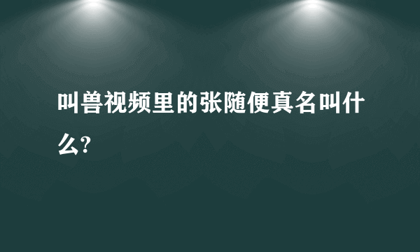叫兽视频里的张随便真名叫什么?