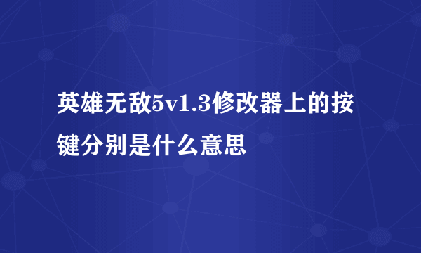 英雄无敌5v1.3修改器上的按键分别是什么意思