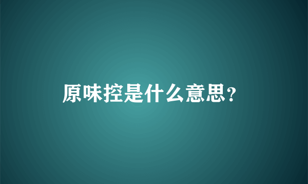 原味控是什么意思？