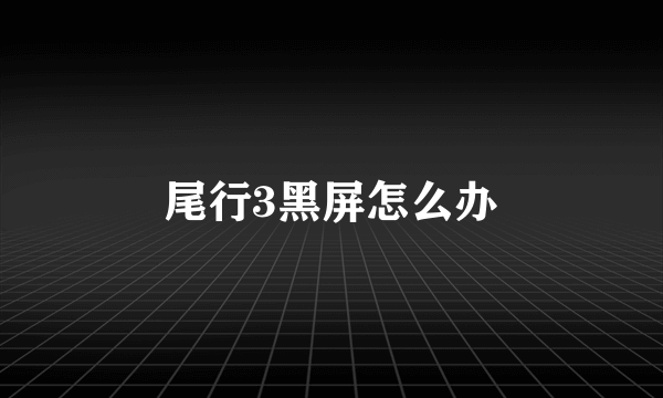尾行3黑屏怎么办