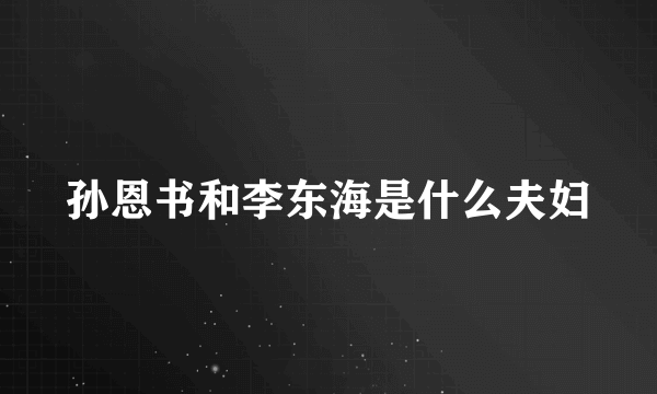 孙恩书和李东海是什么夫妇
