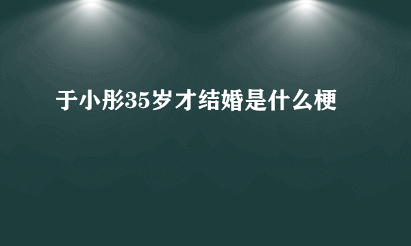 于小彤35岁才结婚是什么梗