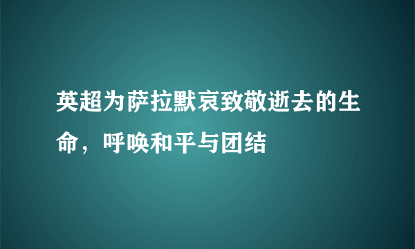 英超为萨拉默哀致敬逝去的生命，呼唤和平与团结