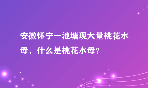 安徽怀宁一池塘现大量桃花水母，什么是桃花水母？