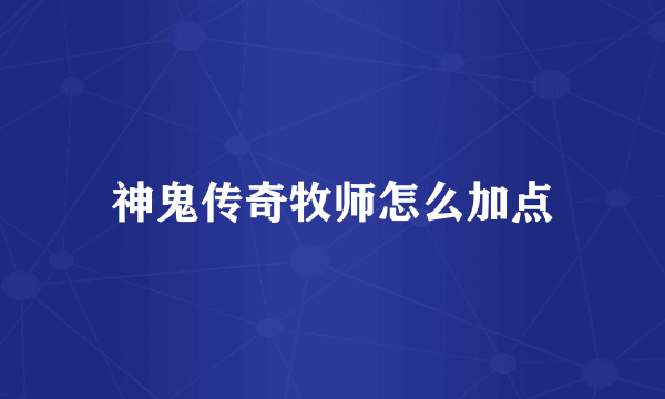 神鬼传奇牧师怎么加点
