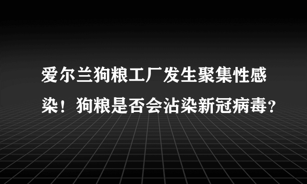 爱尔兰狗粮工厂发生聚集性感染！狗粮是否会沾染新冠病毒？
