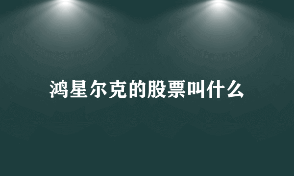 鸿星尔克的股票叫什么