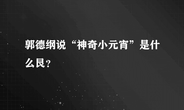 郭德纲说“神奇小元宵”是什么艮？