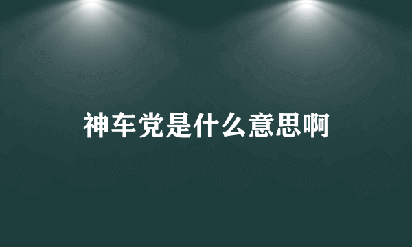 神车党是什么意思啊