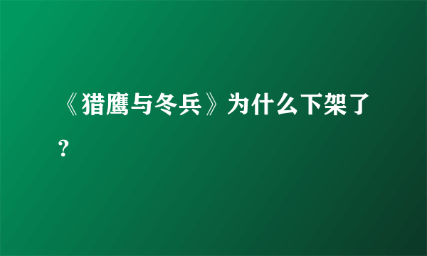 《猎鹰与冬兵》为什么下架了？