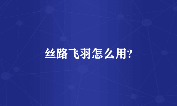 丝路飞羽怎么用?