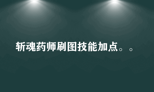 斩魂药师刷图技能加点。。