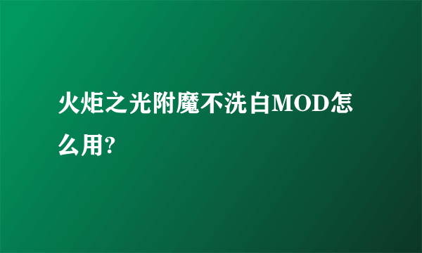 火炬之光附魔不洗白MOD怎么用?