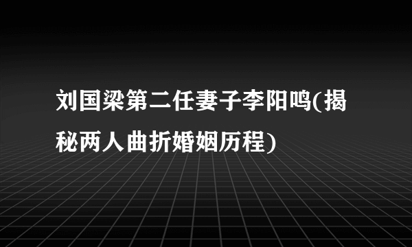 刘国梁第二任妻子李阳鸣(揭秘两人曲折婚姻历程)