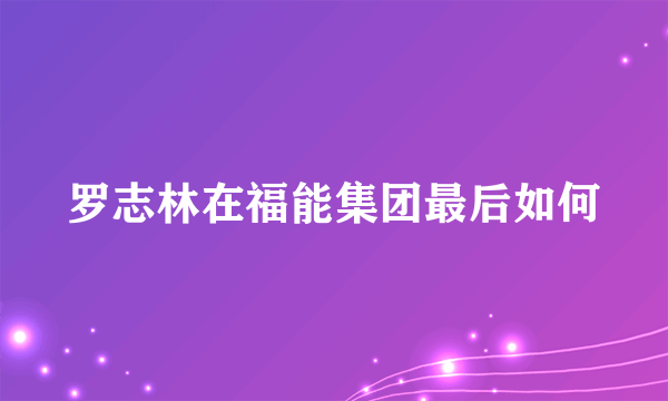 罗志林在福能集团最后如何