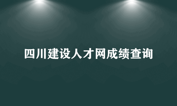 四川建设人才网成绩查询