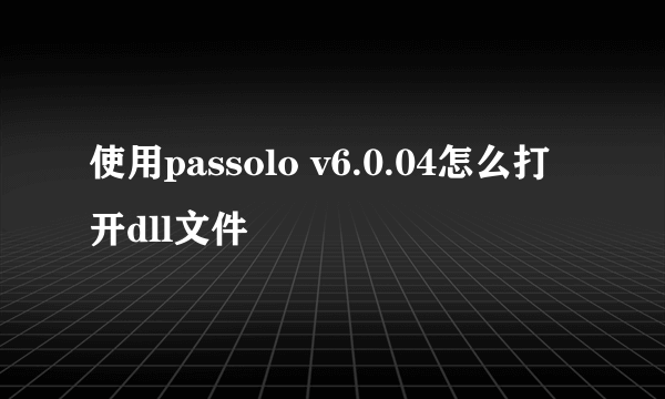 使用passolo v6.0.04怎么打开dll文件