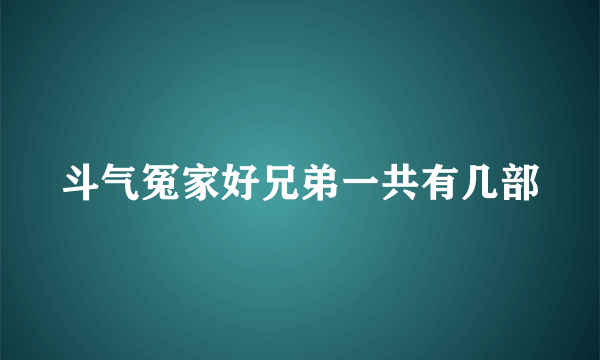 斗气冤家好兄弟一共有几部