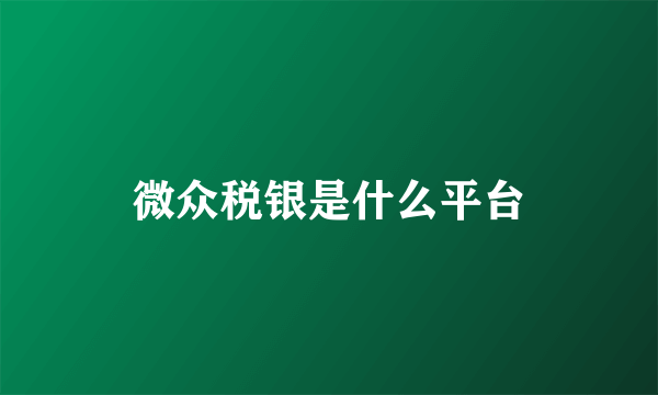 微众税银是什么平台