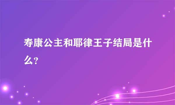 寿康公主和耶律王子结局是什么？
