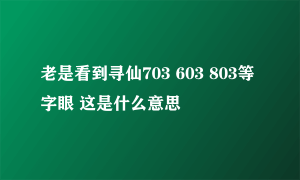 老是看到寻仙703 603 803等字眼 这是什么意思