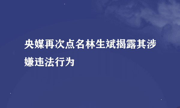 央媒再次点名林生斌揭露其涉嫌违法行为