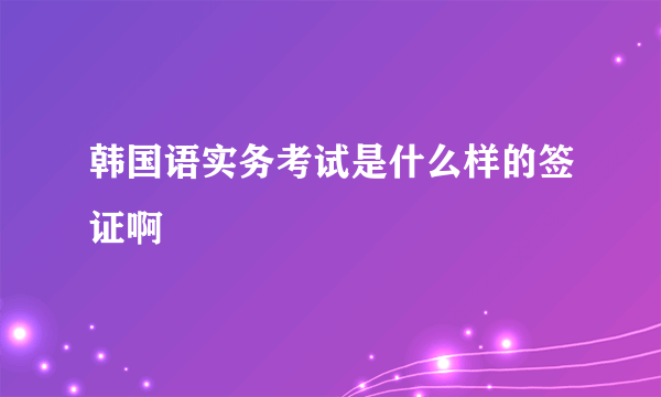 韩国语实务考试是什么样的签证啊