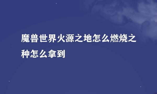 魔兽世界火源之地怎么燃烧之种怎么拿到
