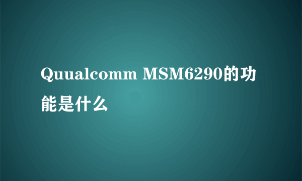 Quualcomm MSM6290的功能是什么