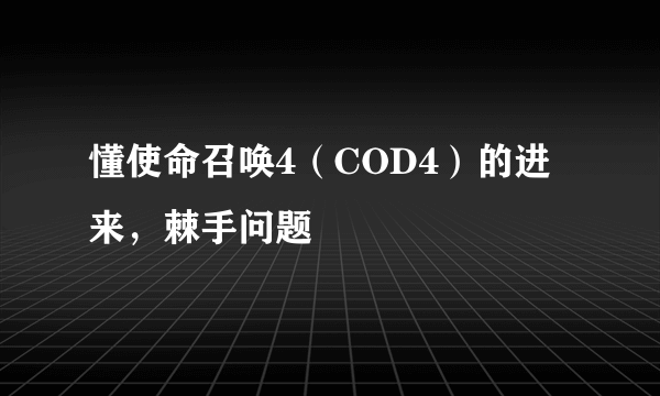 懂使命召唤4（COD4）的进来，棘手问题