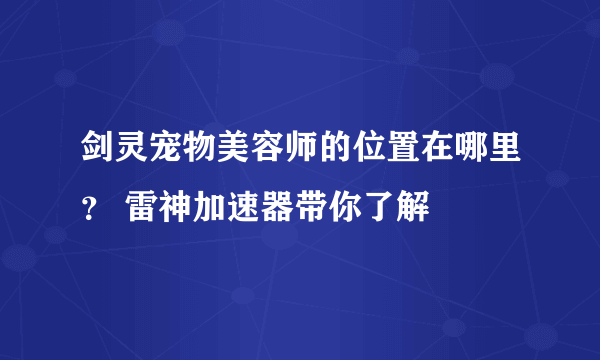 剑灵宠物美容师的位置在哪里？ 雷神加速器带你了解