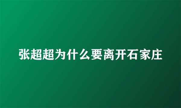 张超超为什么要离开石家庄