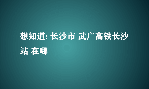 想知道: 长沙市 武广高铁长沙站 在哪