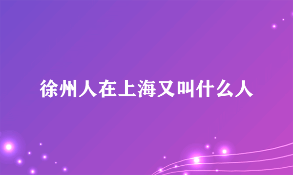 徐州人在上海又叫什么人