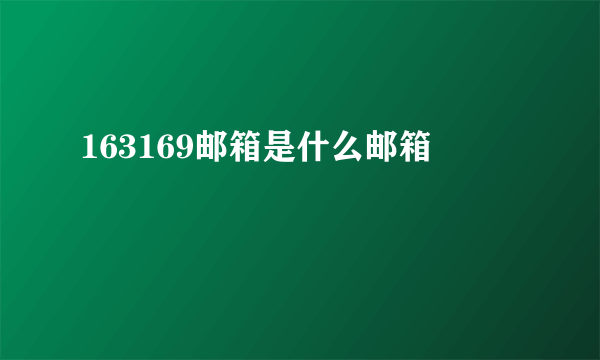 163169邮箱是什么邮箱