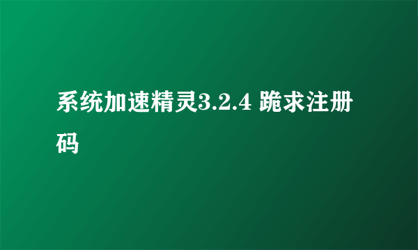 系统加速精灵3.2.4 跪求注册码