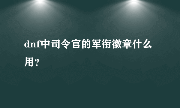 dnf中司令官的军衔徽章什么用？