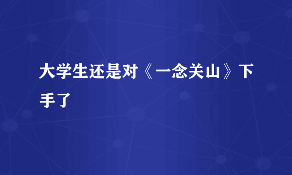 大学生还是对《一念关山》下手了