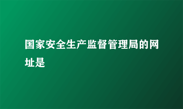 国家安全生产监督管理局的网址是